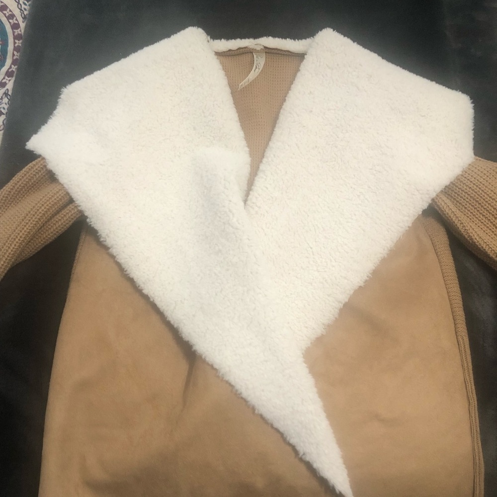Lightweight Faux Shearling Sweater Jacket